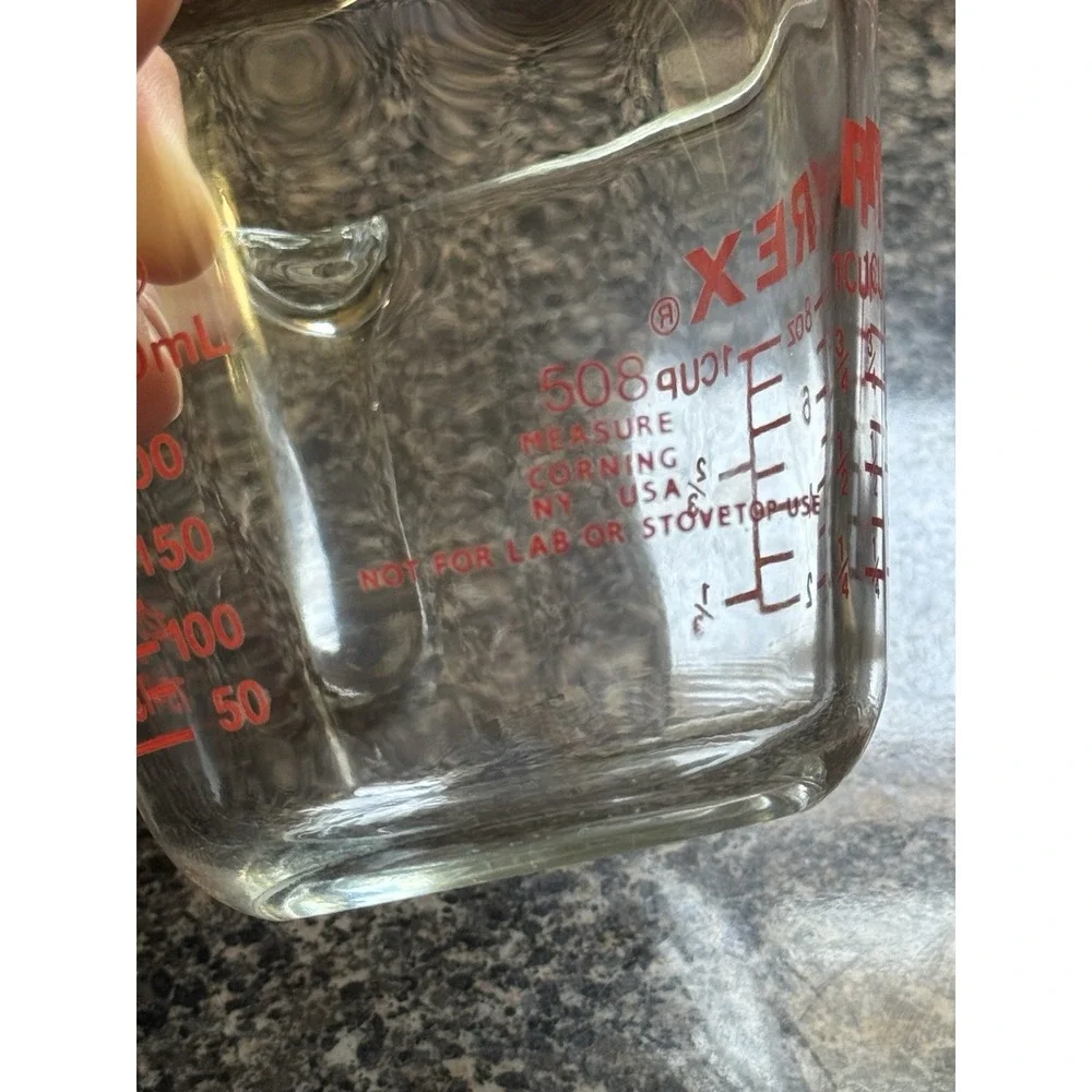 PYREX Corning Glass Measuring Cup w/ Red Lettering 1 Cup #508
